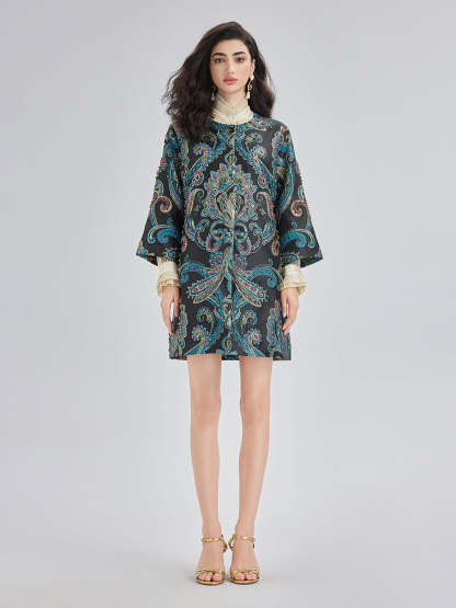 Spring Hand-Sewn Beaded Floral Jacket-VibeCloset