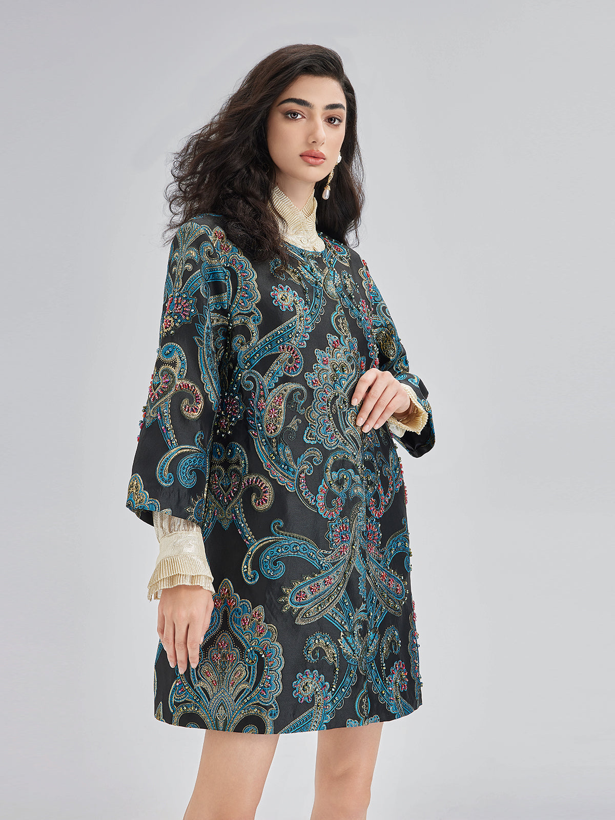 Spring Hand-Sewn Beaded Floral Jacket-VibeCloset