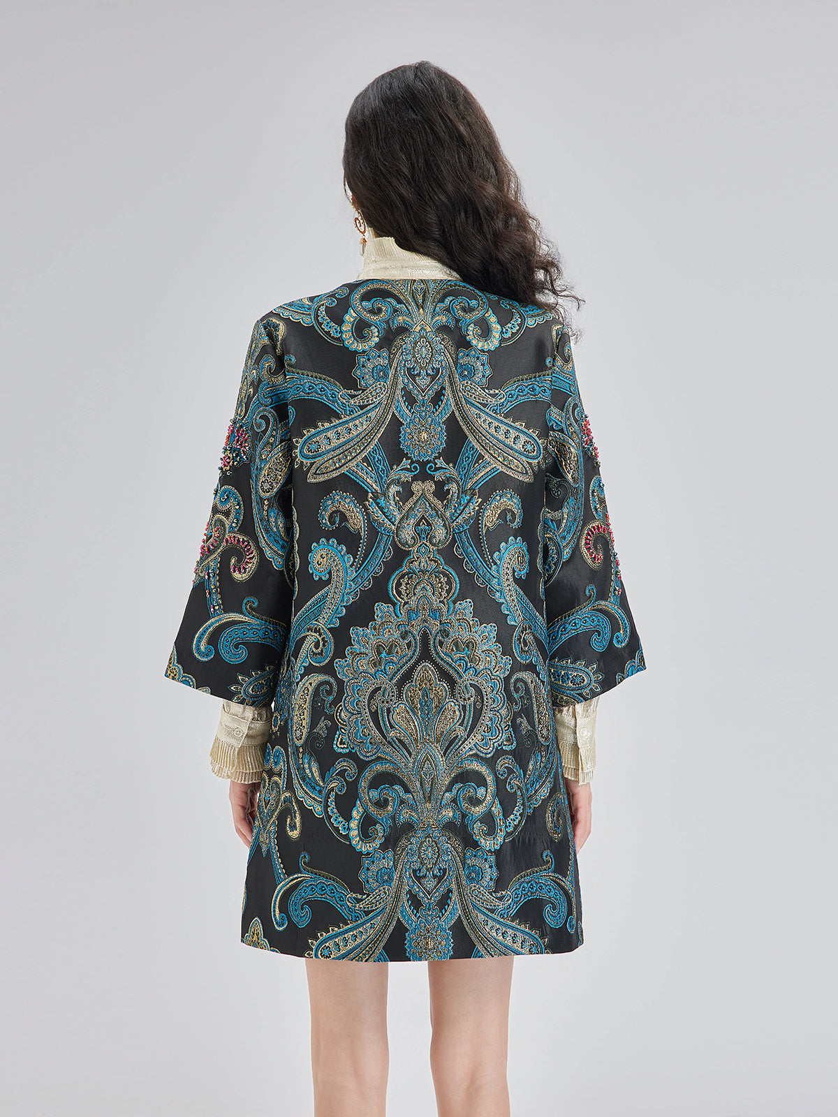 Spring Hand-Sewn Beaded Floral Jacket-VibeCloset