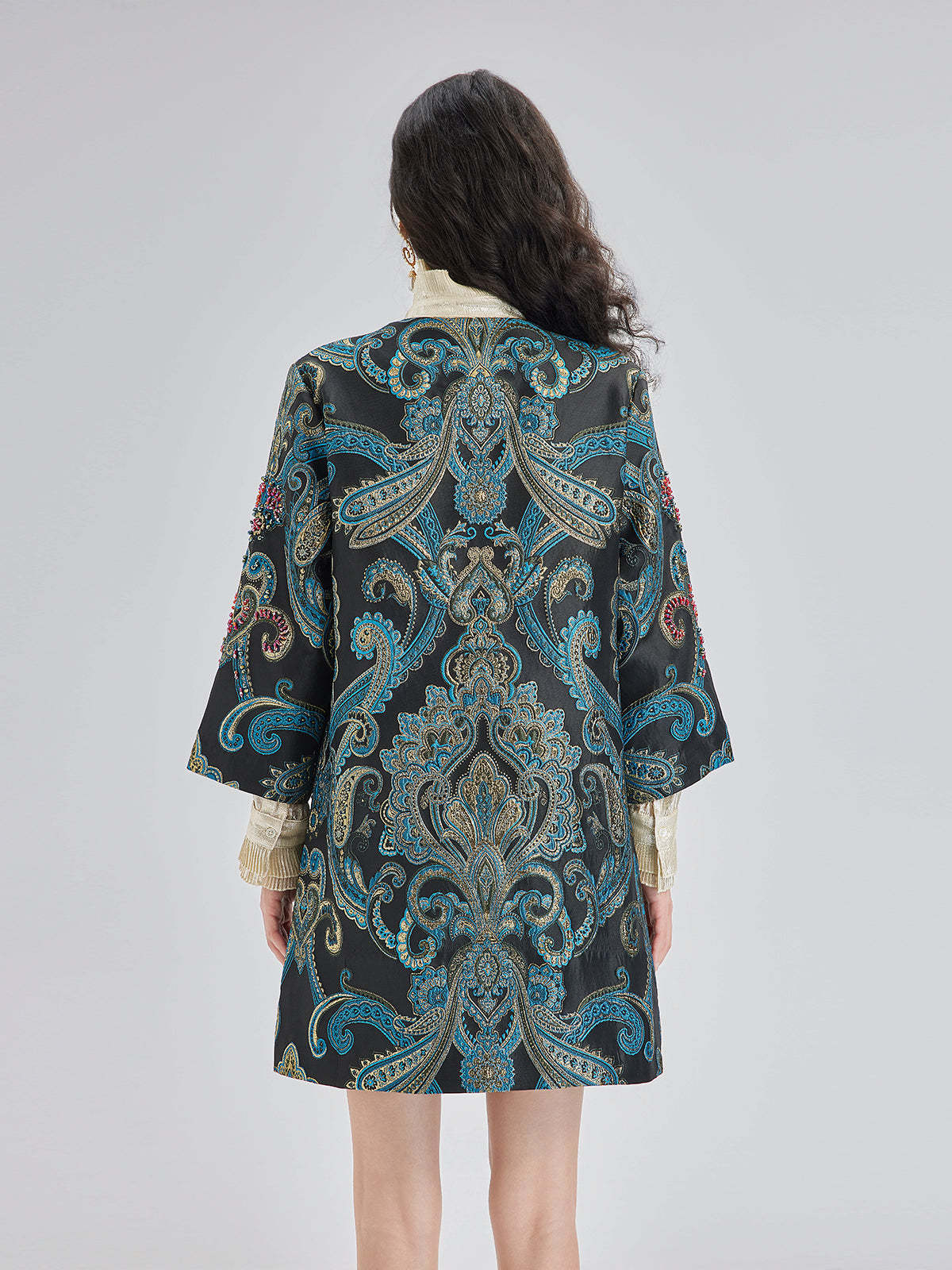 Spring Hand-Sewn Beaded Floral Jacket-VibeCloset