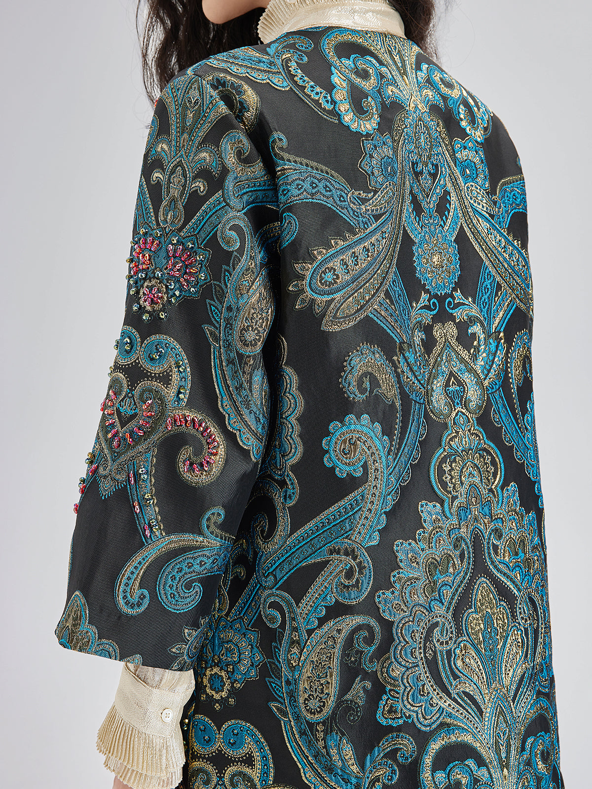 Spring Hand-Sewn Beaded Floral Jacket-VibeCloset