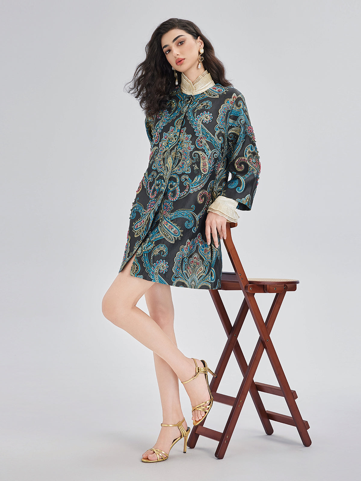 Spring Hand-Sewn Beaded Floral Jacket-VibeCloset