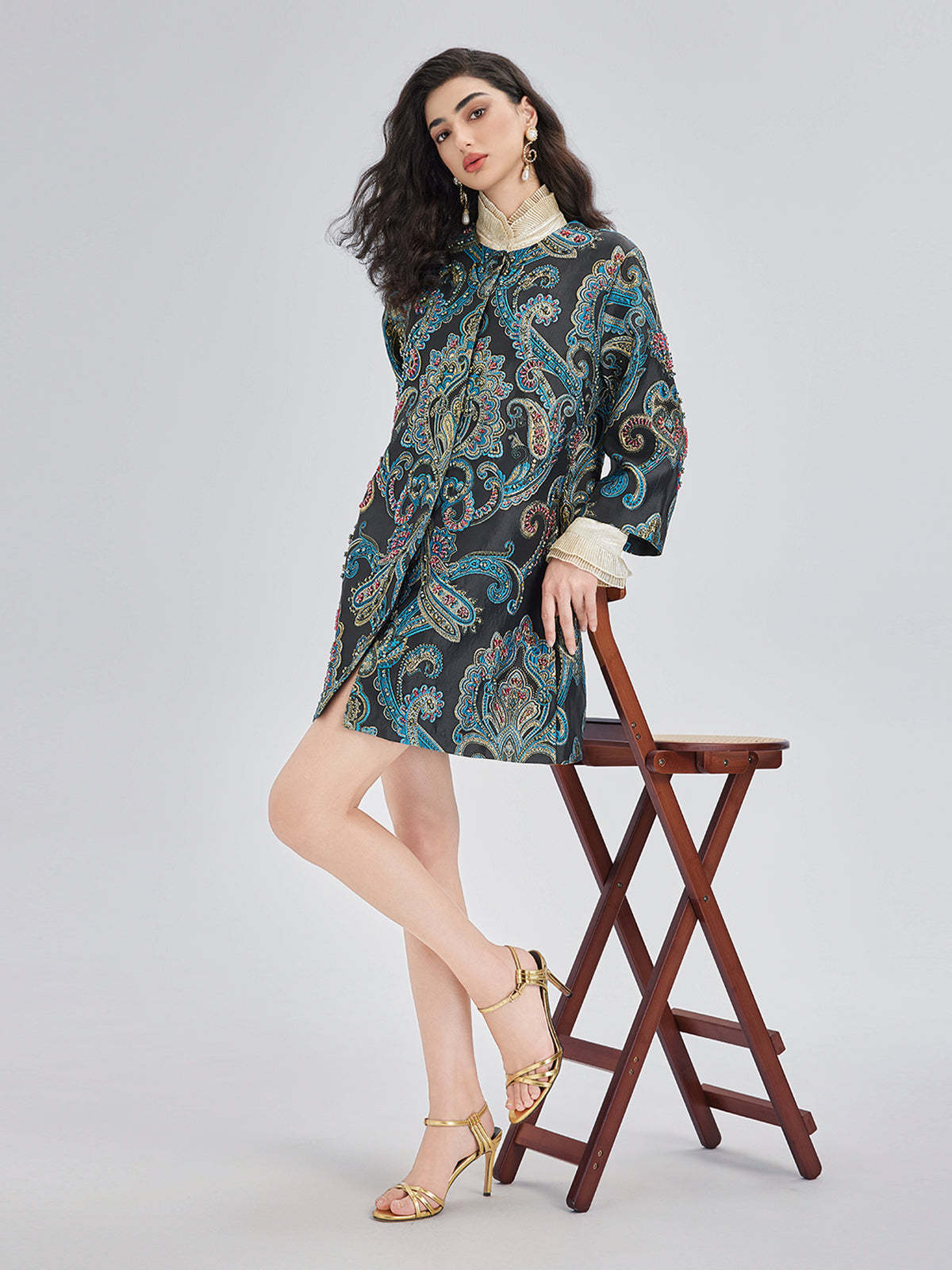 Spring Hand-Sewn Beaded Floral Jacket-VibeCloset