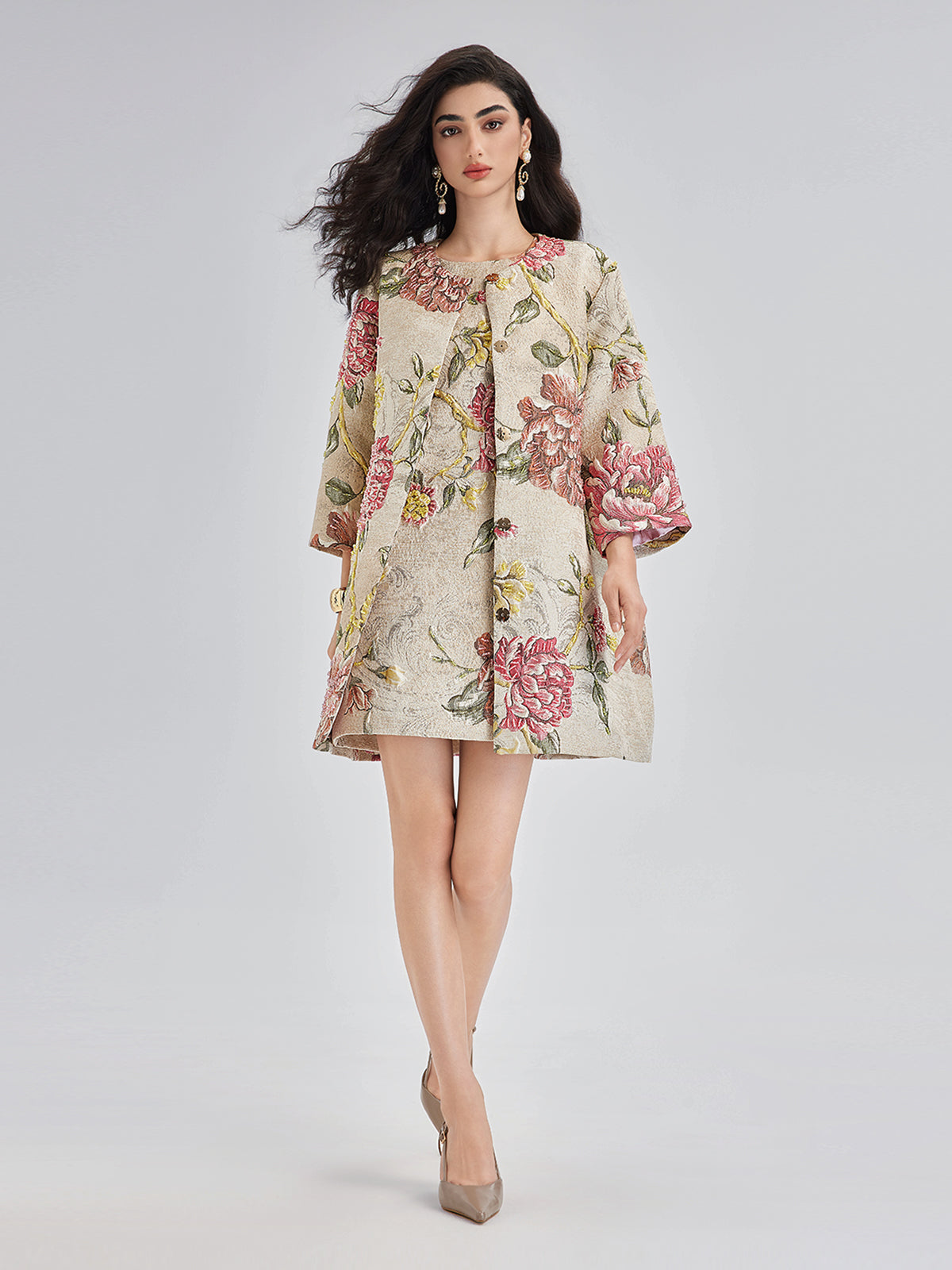 Hand-Sewn Beaded Floral Jacket-VibeCloset