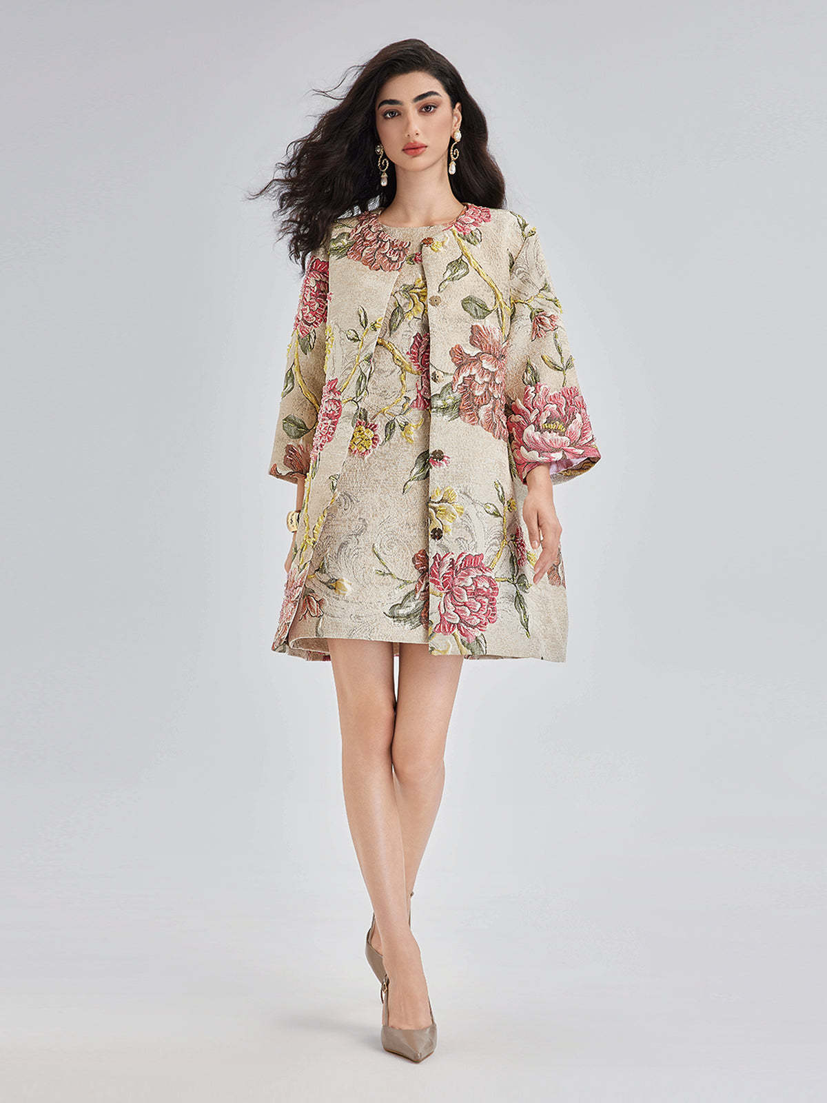 Hand-Sewn Beaded Floral Jacket-VibeCloset