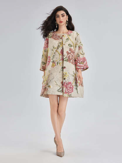 Hand-Sewn Beaded Floral Jacket-VibeCloset