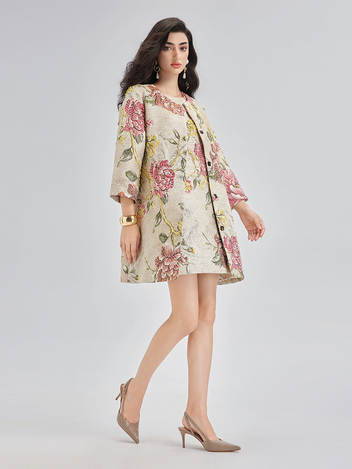 Hand-Sewn Beaded Floral Jacket-VibeCloset