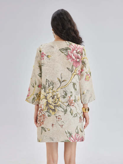 Hand-Sewn Beaded Floral Jacket-VibeCloset