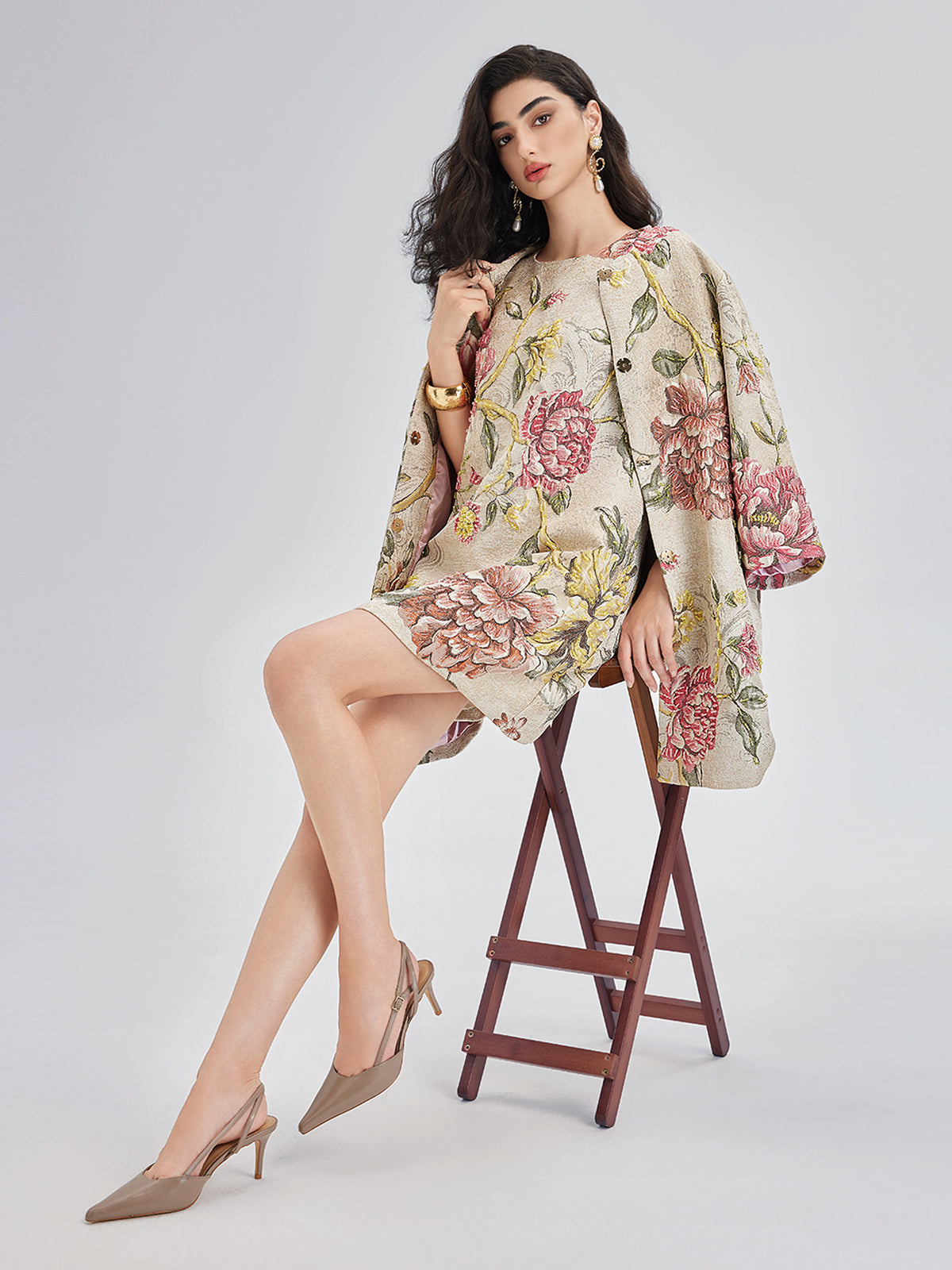 Hand-Sewn Beaded Floral Jacket-VibeCloset