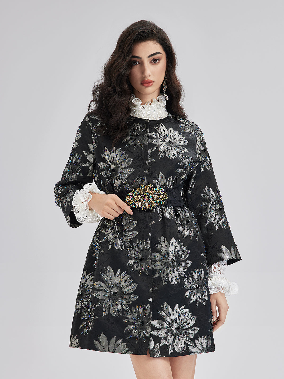 Spring Hand-Sewn Beaded Floral Jacket-VibeCloset