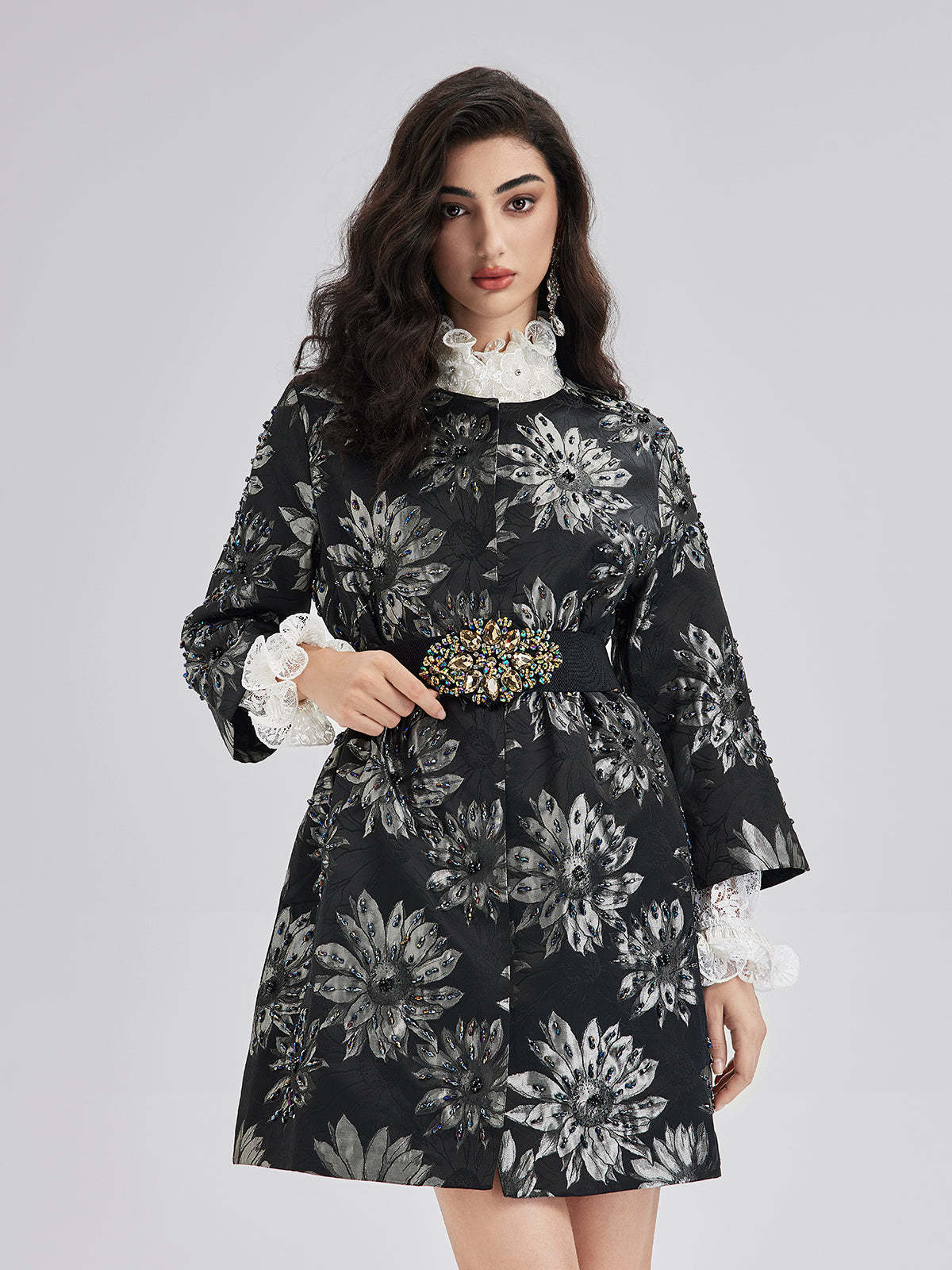 Spring Hand-Sewn Beaded Floral Jacket-VibeCloset