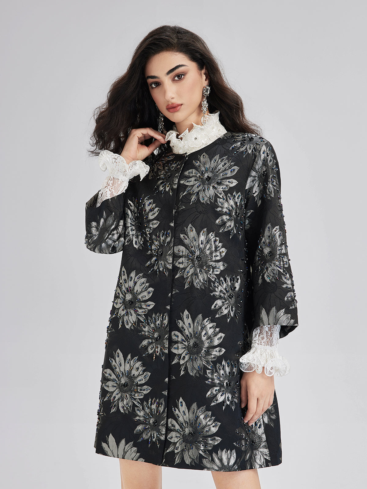 Spring Hand-Sewn Beaded Floral Jacket-VibeCloset