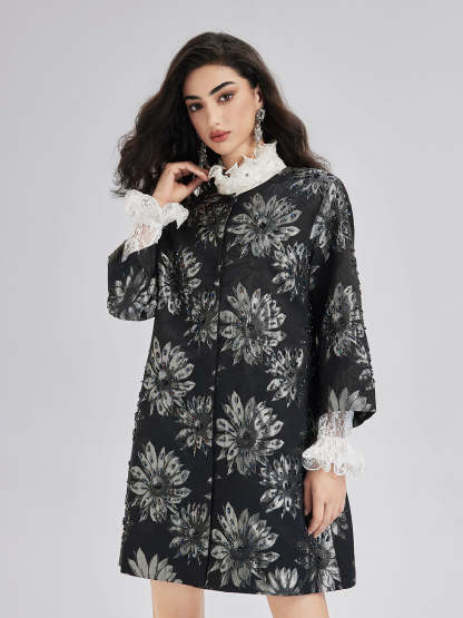 Spring Hand-Sewn Beaded Floral Jacket-VibeCloset