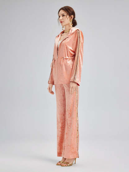 Velvet Trimmed Sequined Jacket-VibeCloset