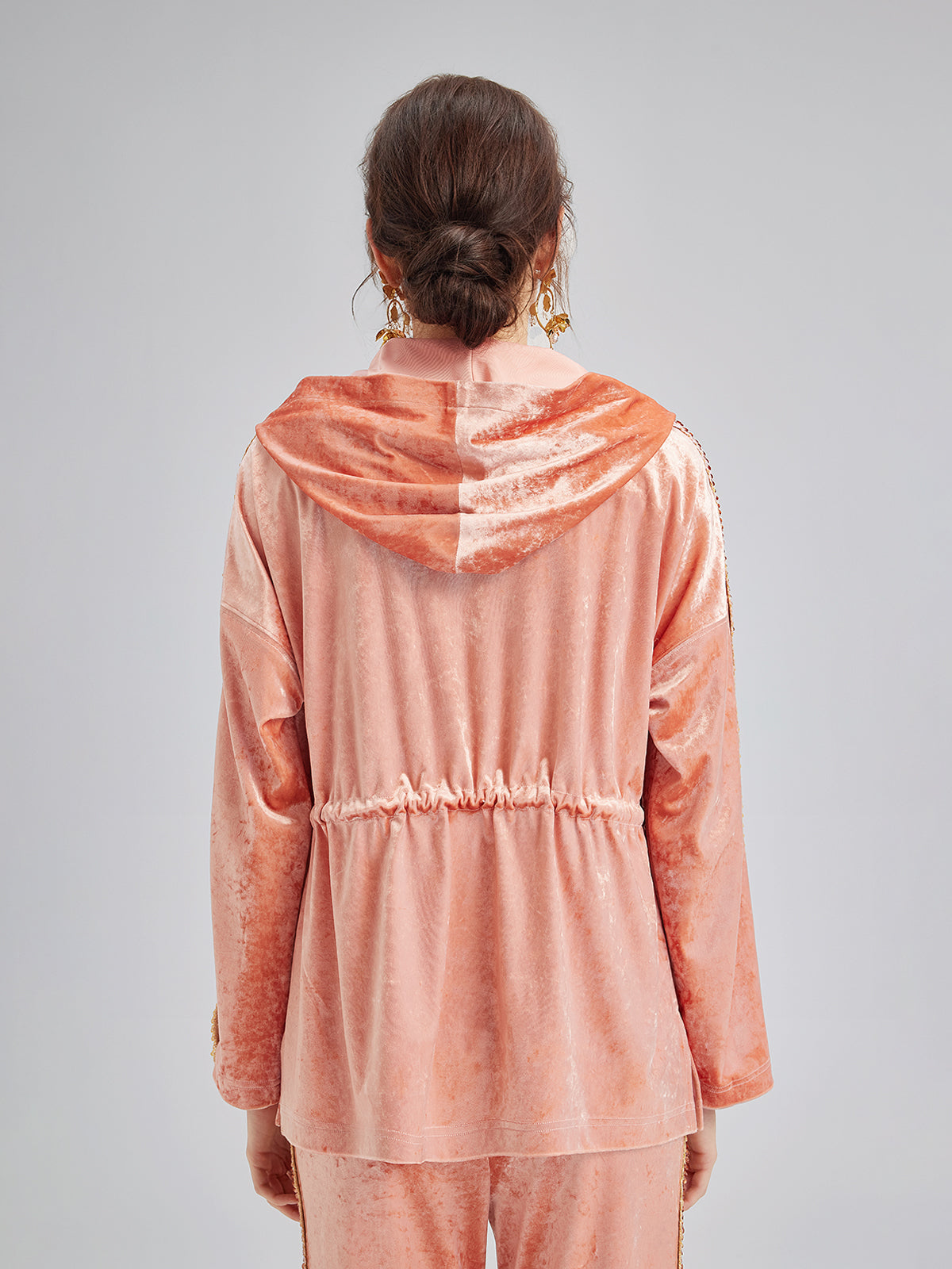 Velvet Trimmed Sequined Jacket-VibeCloset