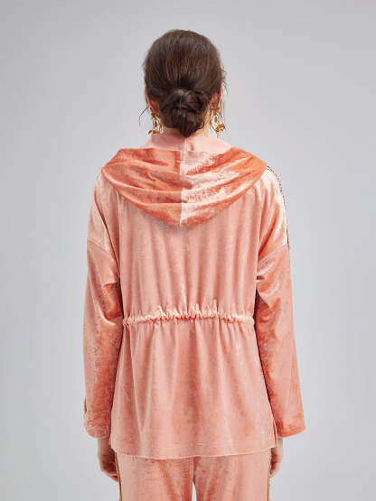 Velvet Trimmed Sequined Jacket-VibeCloset