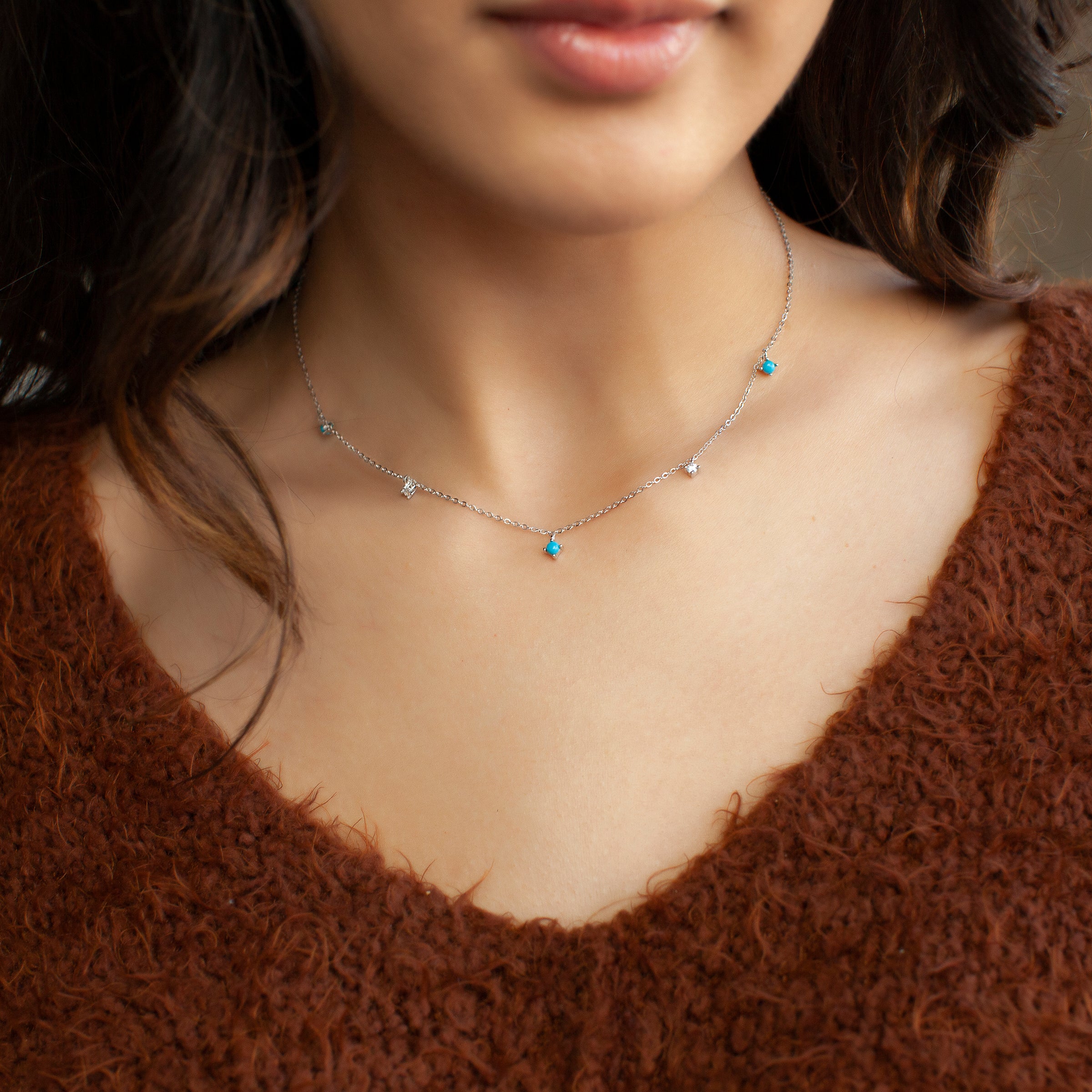 Turquoise Chain Necklace-VibeCloset