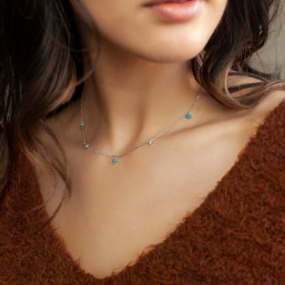 Turquoise Chain Necklace-VibeCloset