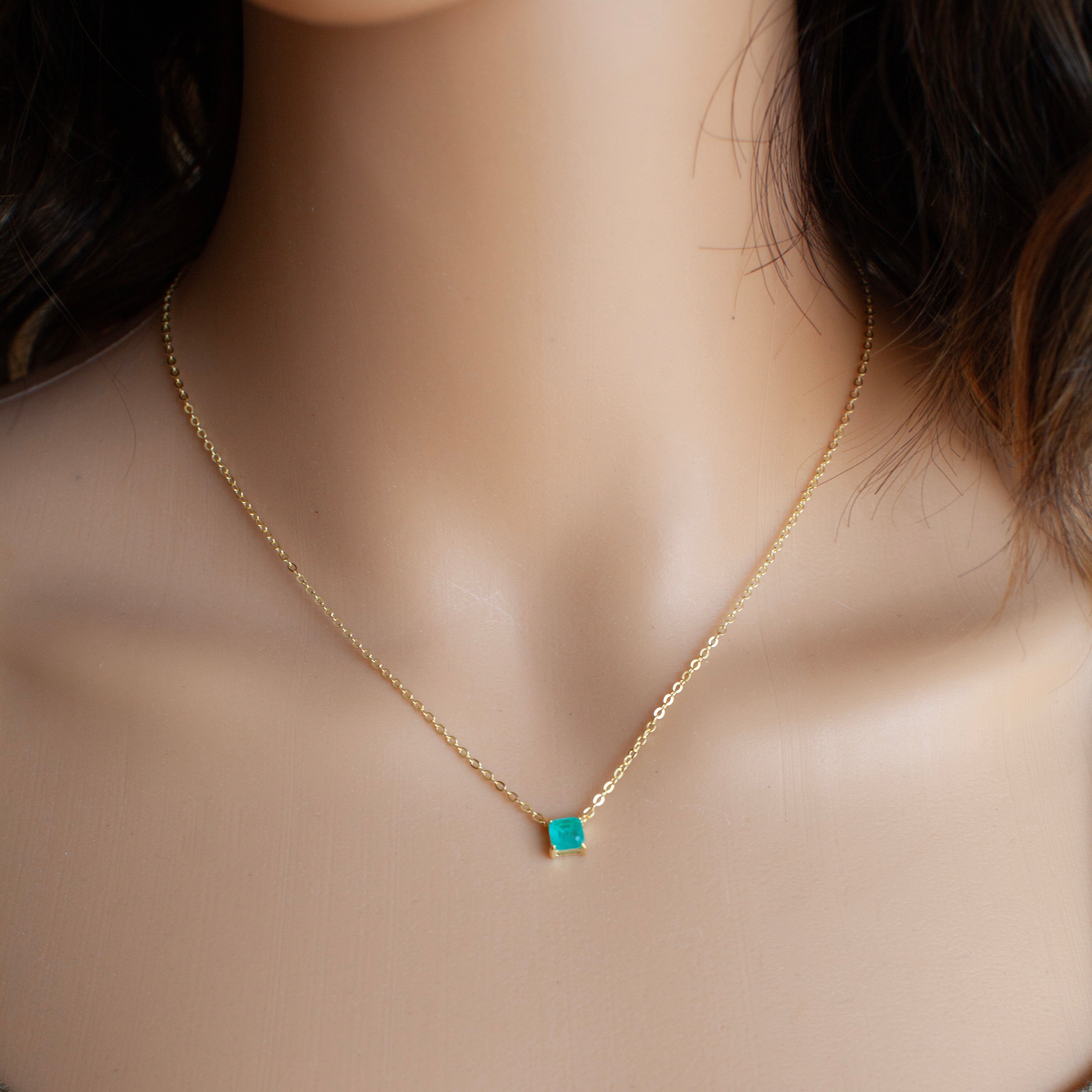 Tourmaline Chain Necklace-VibeCloset