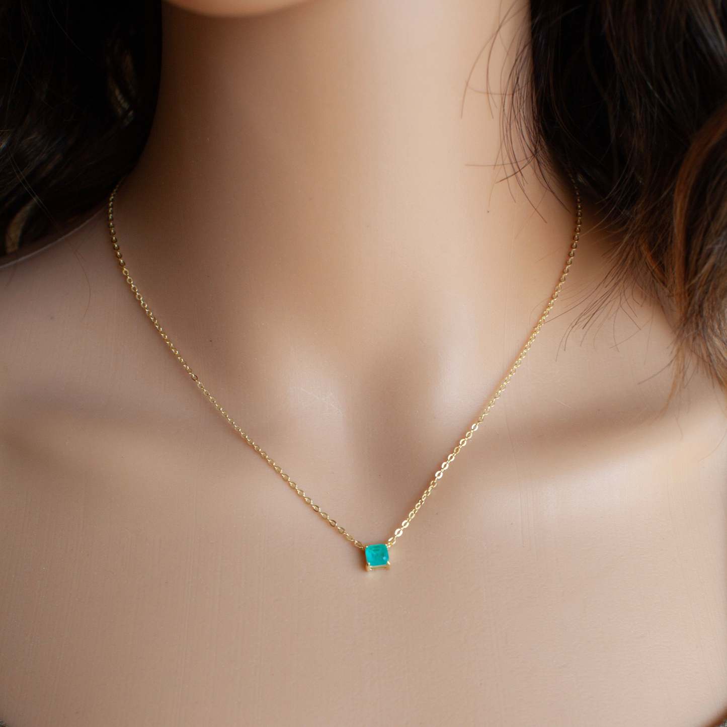 Tourmaline Chain Necklace-VibeCloset