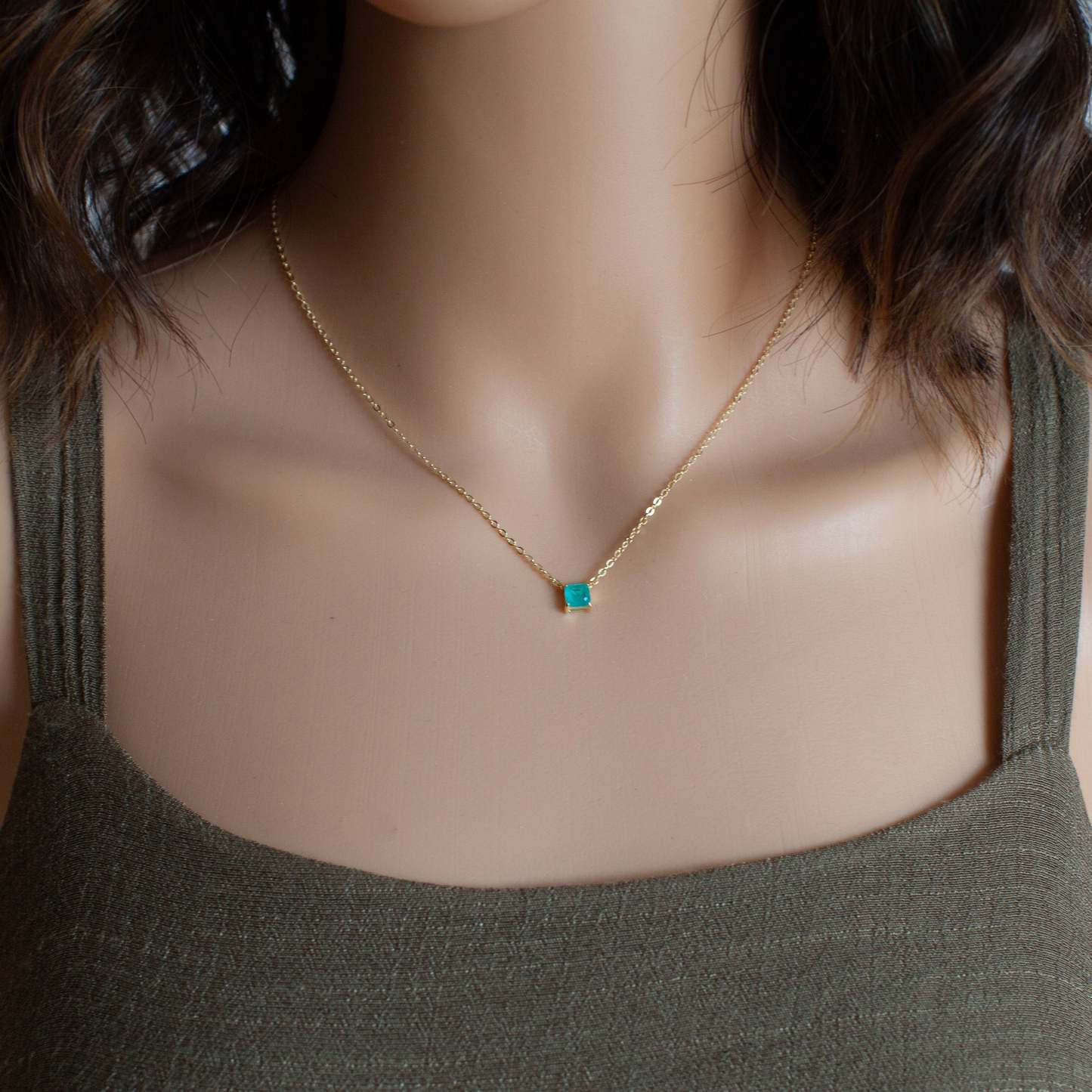 Tourmaline Chain Necklace-VibeCloset