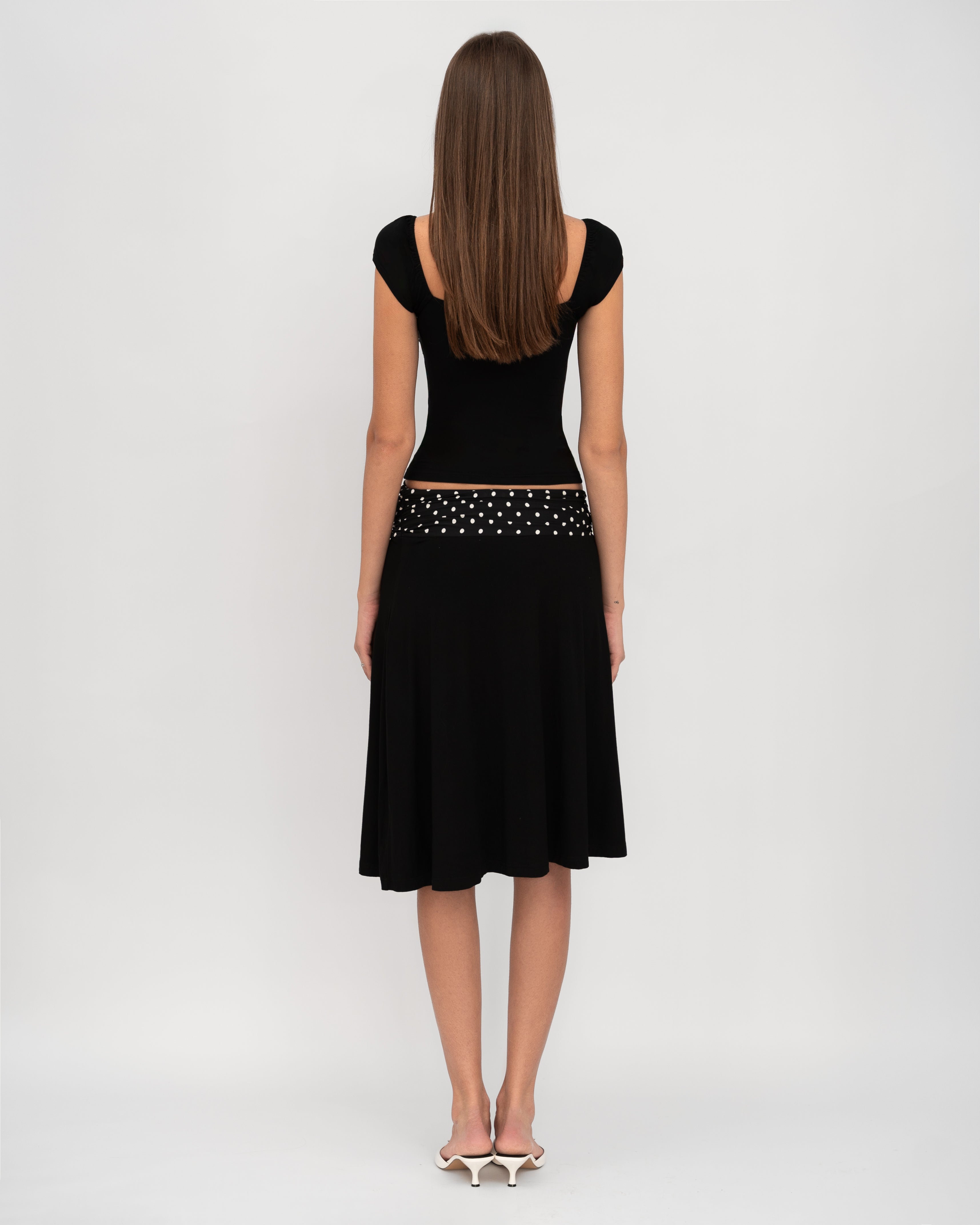 Halter Neck Polka Dot Top + Spliced ​​Skirt Set