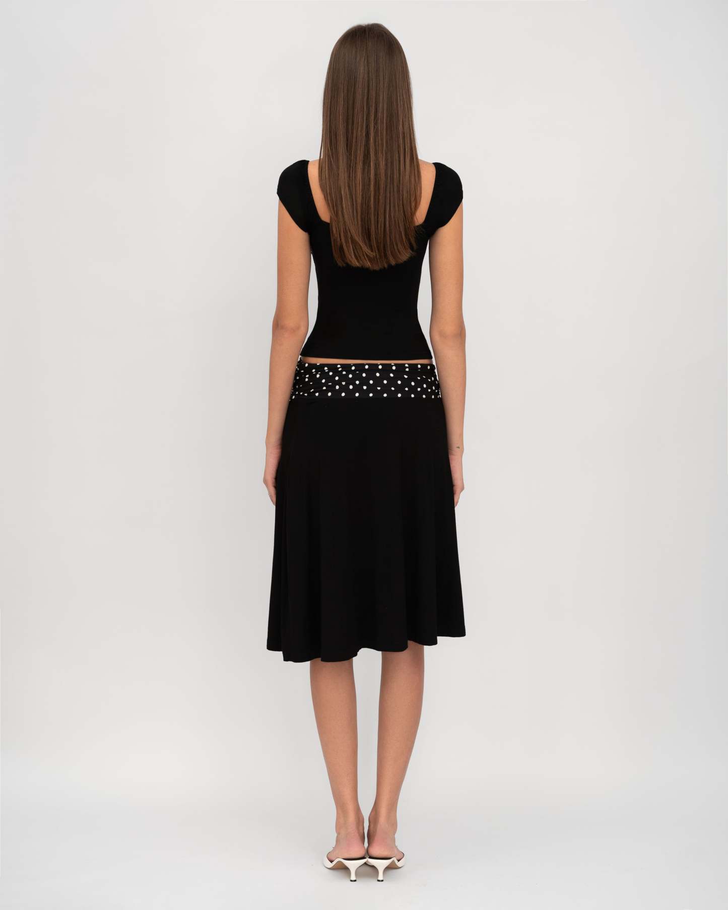 Halter Neck Polka Dot Top + Spliced ​​Skirt Set