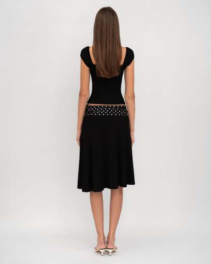 Halter Neck Polka Dot Top + Spliced ​​Skirt Set