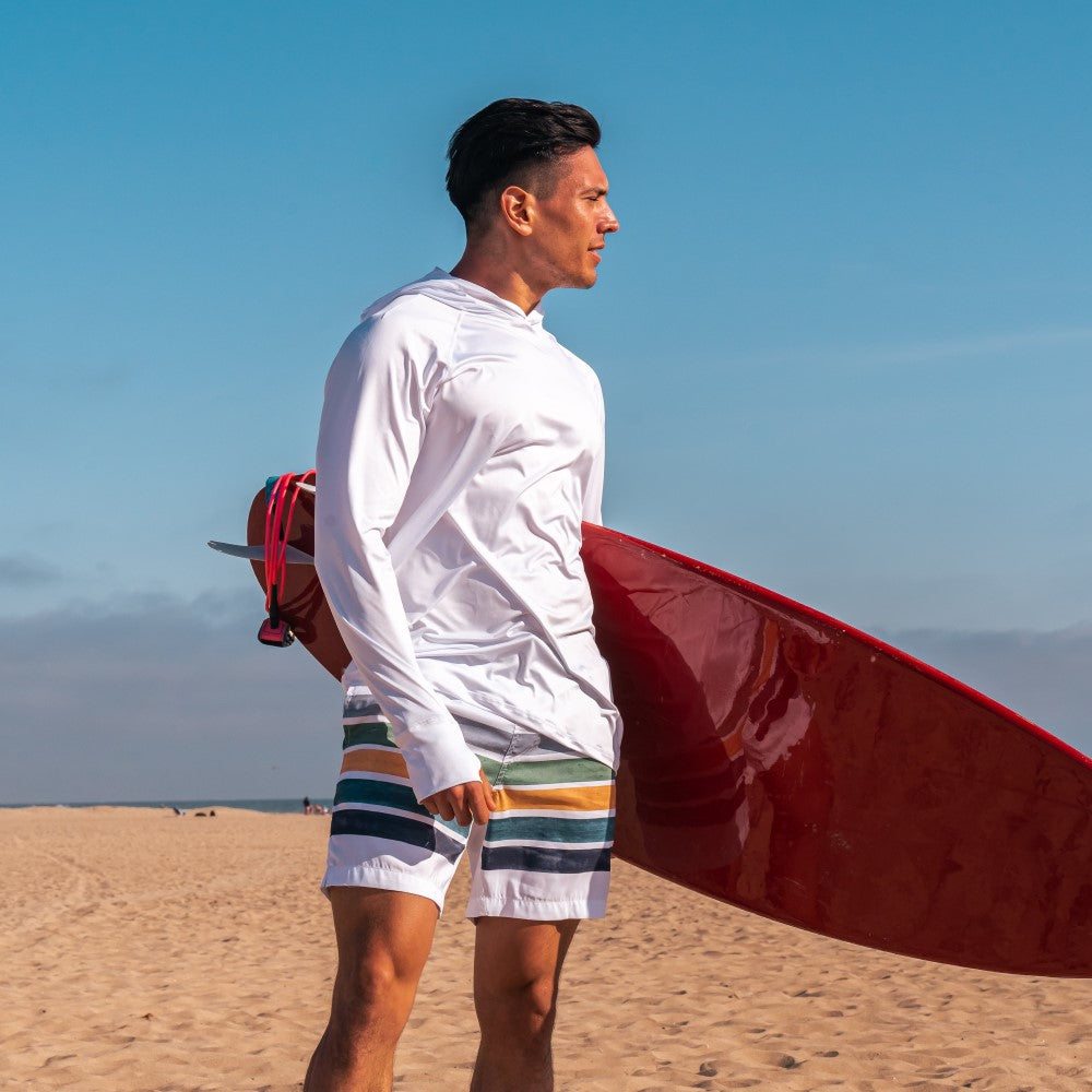 7 Inch Inseam Fresh Striped Swim Trunks-VibeCloset