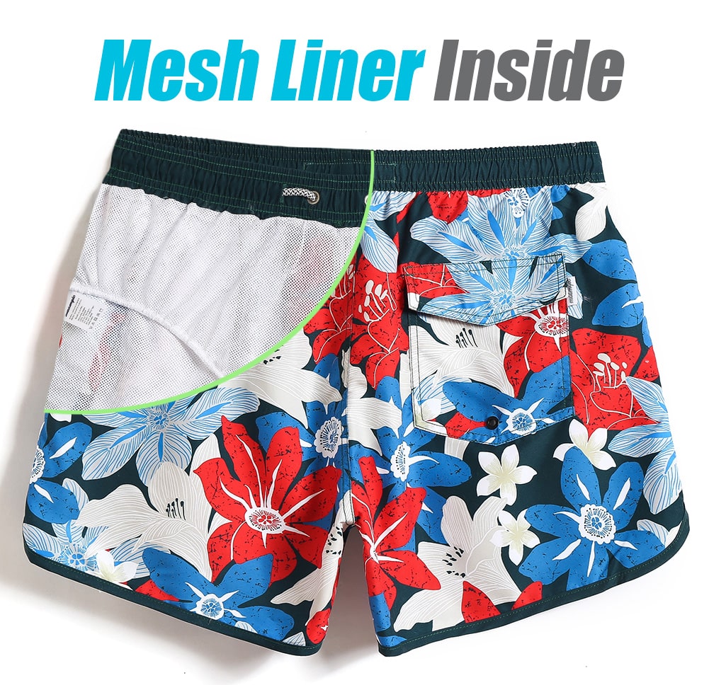 4.5 Inch Inseam Vintage Flower Swim Trunks-VibeCloset