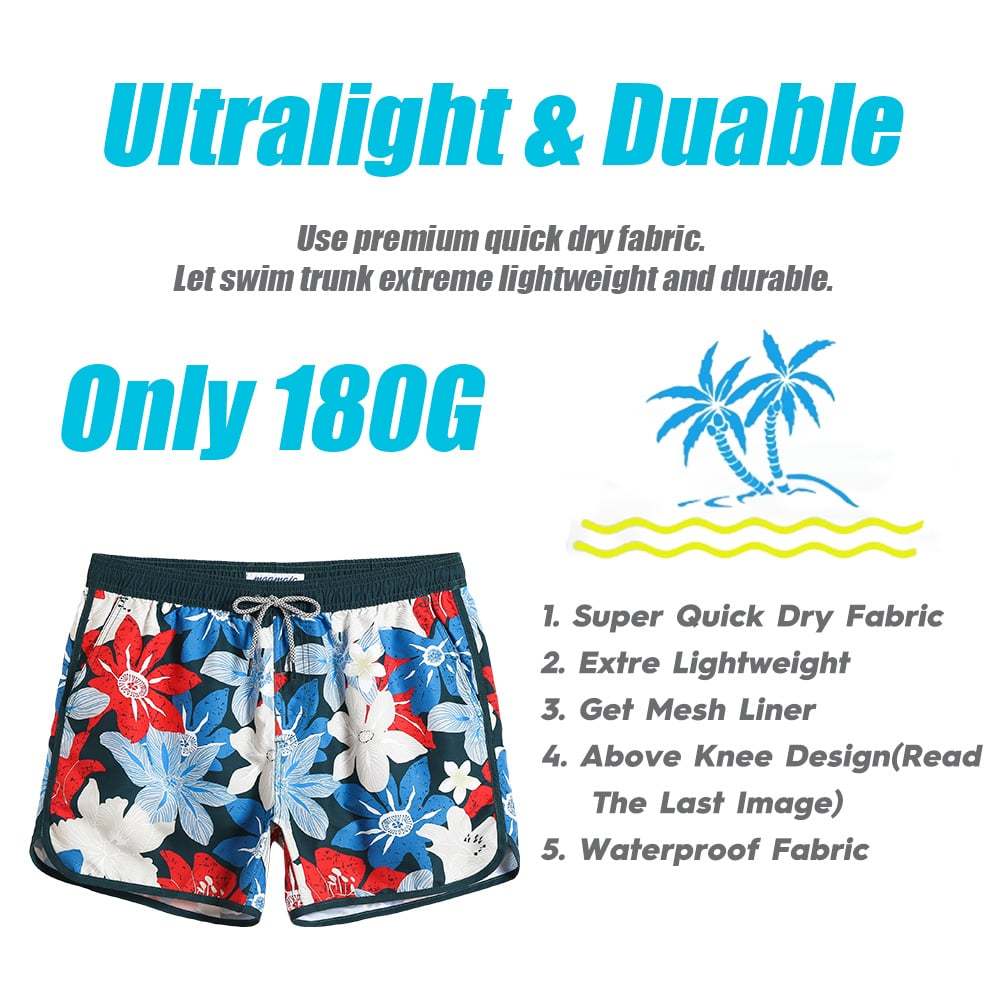 4.5 Inch Inseam Vintage Flower Swim Trunks-VibeCloset