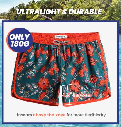 4.5 Inch Inseam Vintage Lantern Flower Swim Trunks-VibeCloset