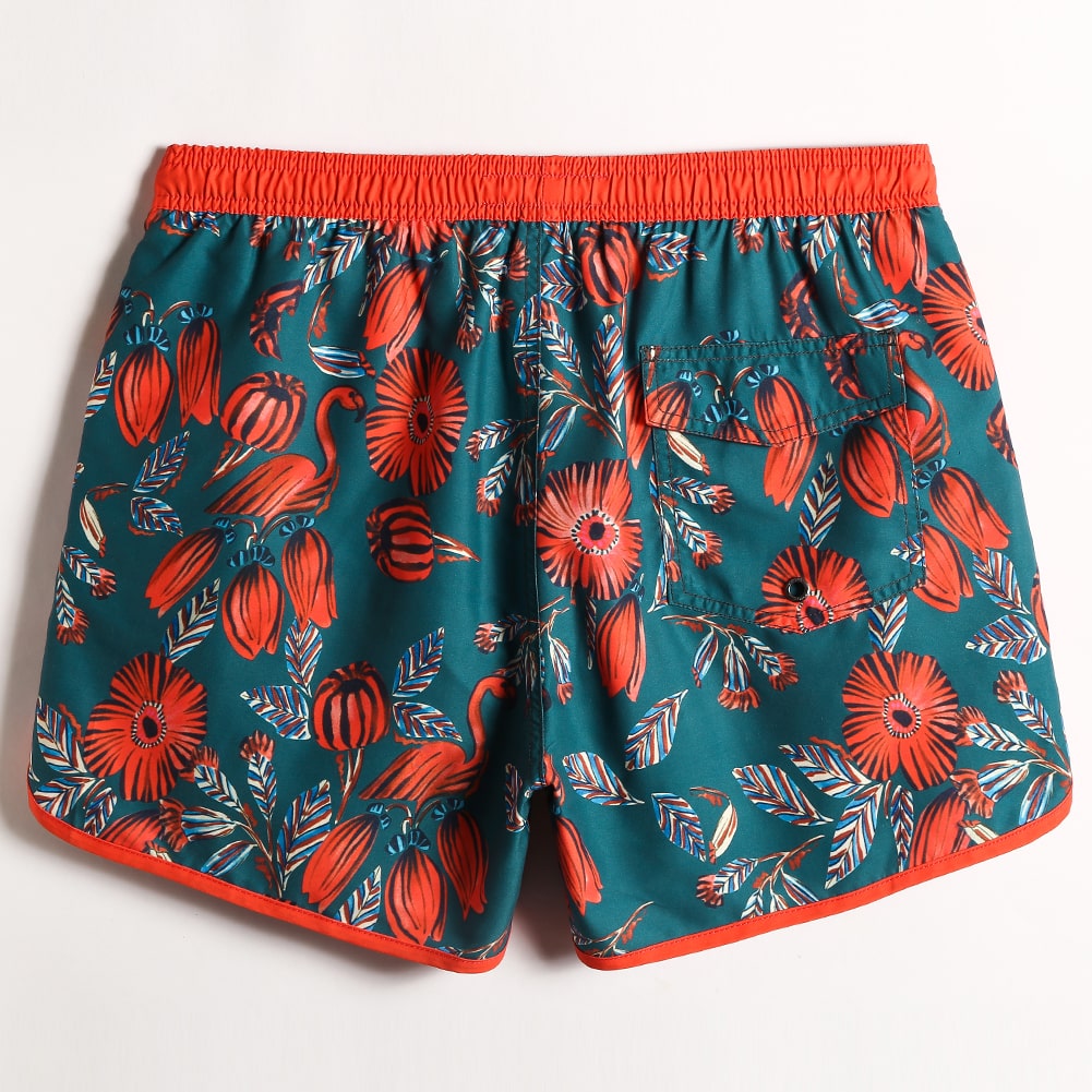 4.5 Inch Inseam Vintage Lantern Flower Swim Trunks-VibeCloset