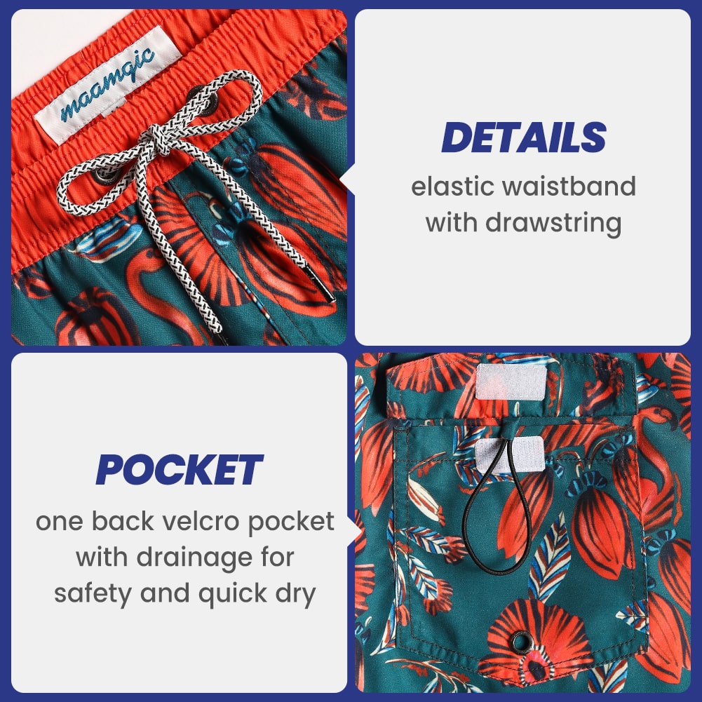 4.5 Inch Inseam Vintage Lantern Flower Swim Trunks-VibeCloset