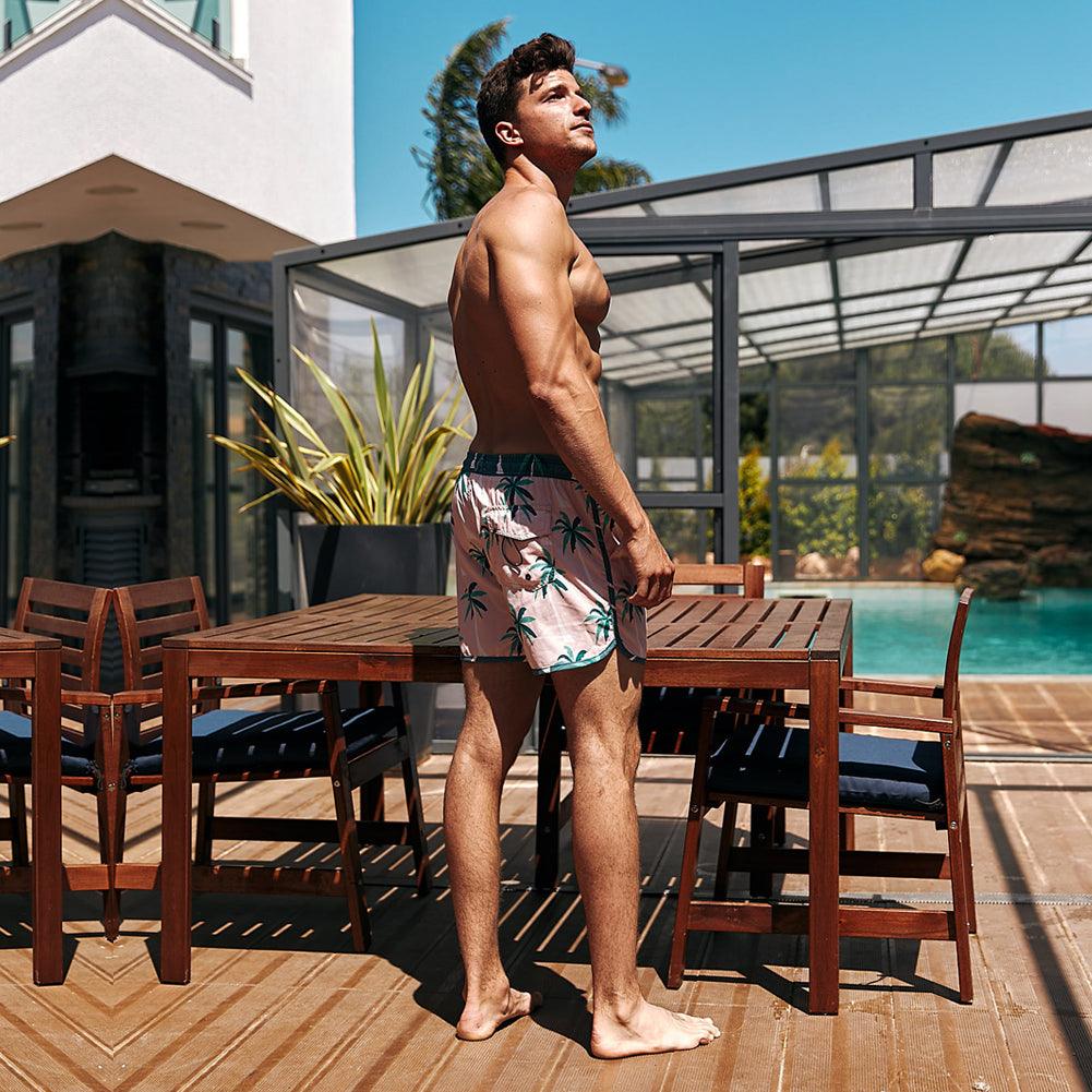 4.5 Inch Inseam Vintage Pink Coconut Swim Trunks-VibeCloset