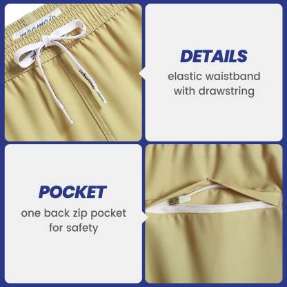 5.5 Inch Inseam Stretch Solid Yellow Swim Trunks-VibeCloset