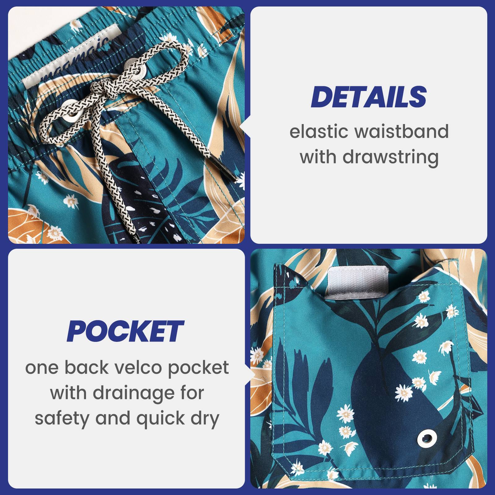 5.5 Inch Inseam Tropical Forest Swim Trunks-VibeCloset