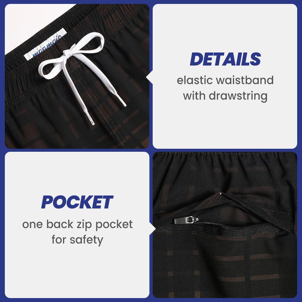 7 Inch Inseam Stretch Plaid Yellow Swim Trunks-VibeCloset