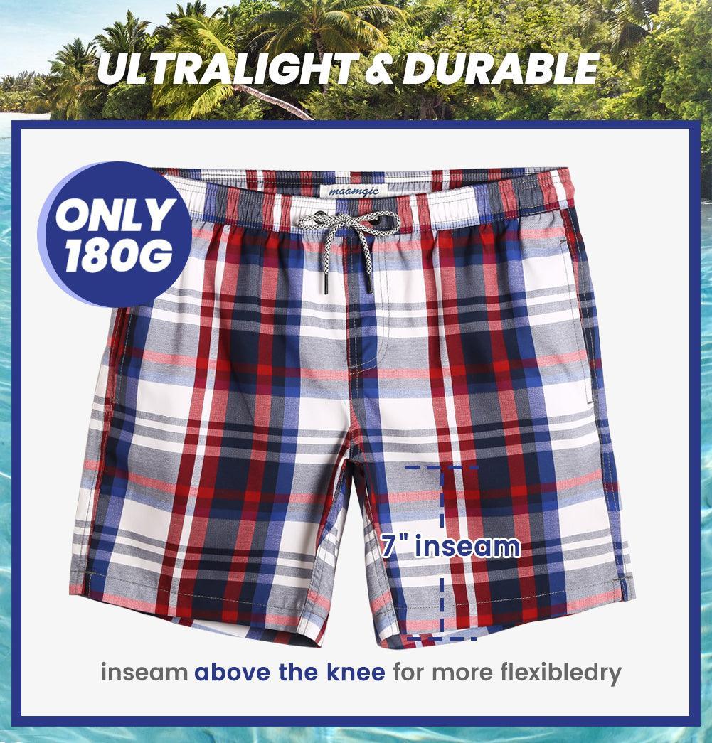 7 Inch Inseam Tarran Design Swim Trunks-VibeCloset