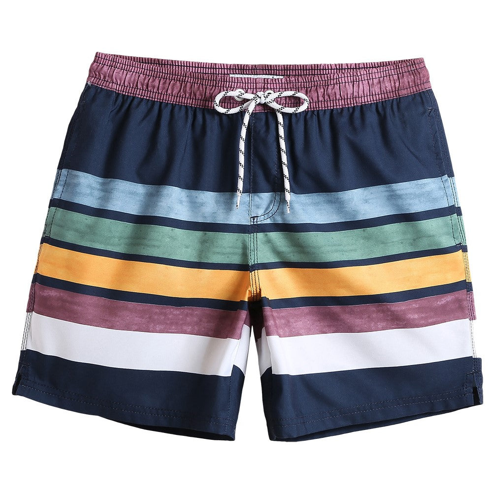 7 Inch Inseam Fresh Striped Swim Trunks-VibeCloset