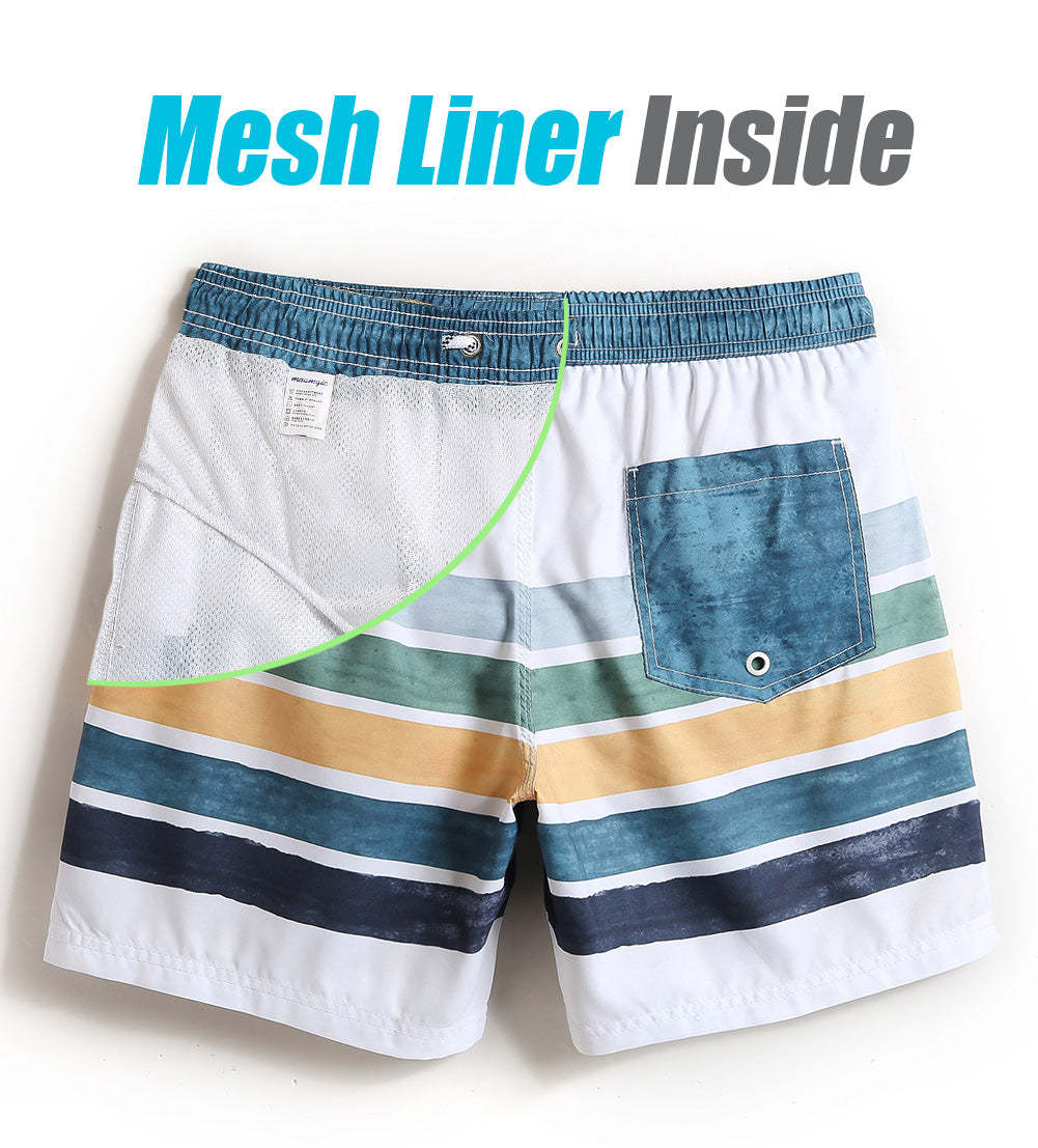 7 Inch Inseam Fresh Striped Swim Trunks-VibeCloset