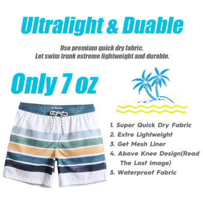 7 Inch Inseam Fresh Striped Swim Trunks-VibeCloset