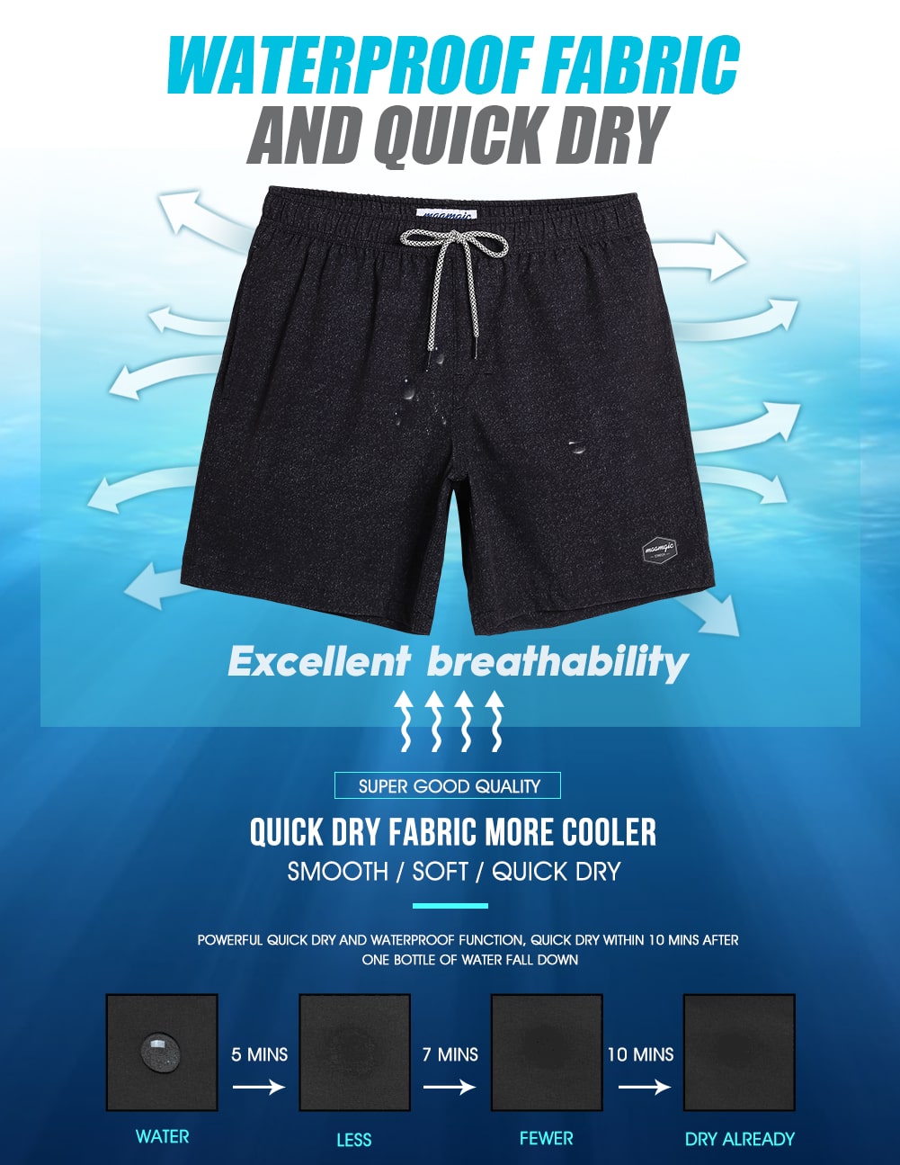 7 Inch Inseam Stretch Solid Swim Trunks-VibeCloset
