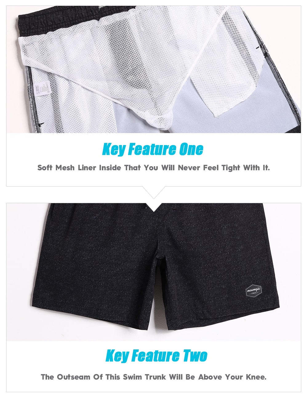 7 Inch Inseam Stretch Solid Swim Trunks-VibeCloset