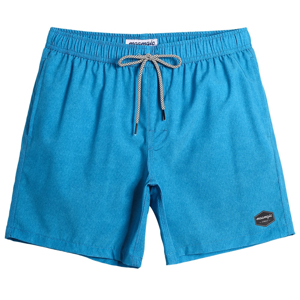 7 Inch Inseam Stretch Solid Swim Trunks-VibeCloset