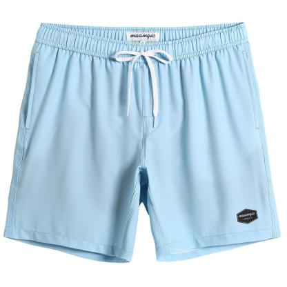 7 Inch Inseam Stretch Solid Swim Trunks-VibeCloset
