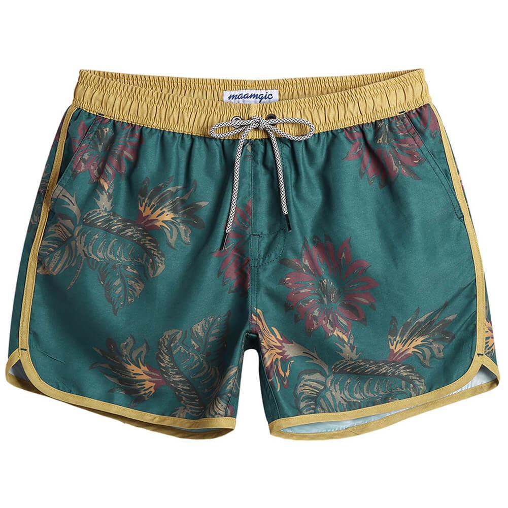 4.5 Inch Inseam Vintage Floral Swim Trunks-VibeCloset
