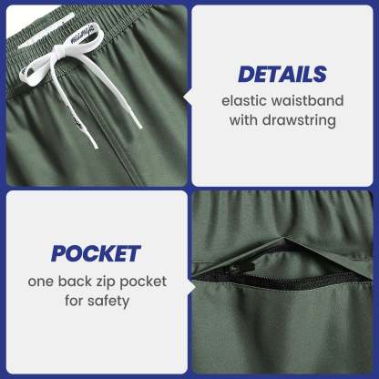 5.5 Inch Inseam Stretch Solid Green Swim Trunks-VibeCloset