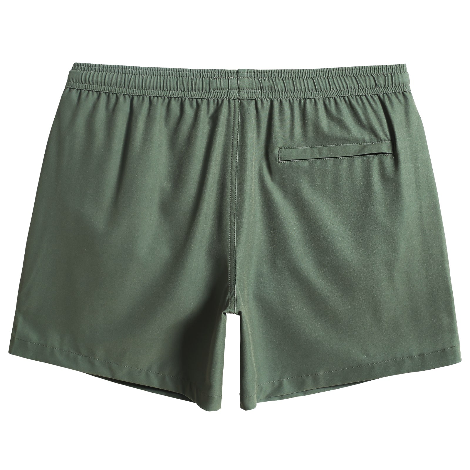 5.5 Inch Inseam Stretch Solid Green Swim Trunks-VibeCloset