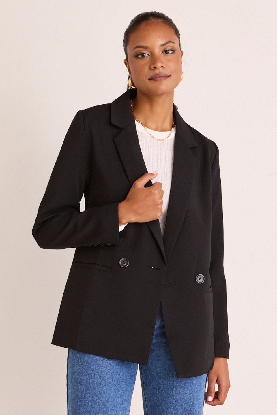 Mission Black Soft Crepe Blazer-VibeCloset